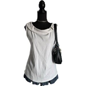 white cowl neck tank top